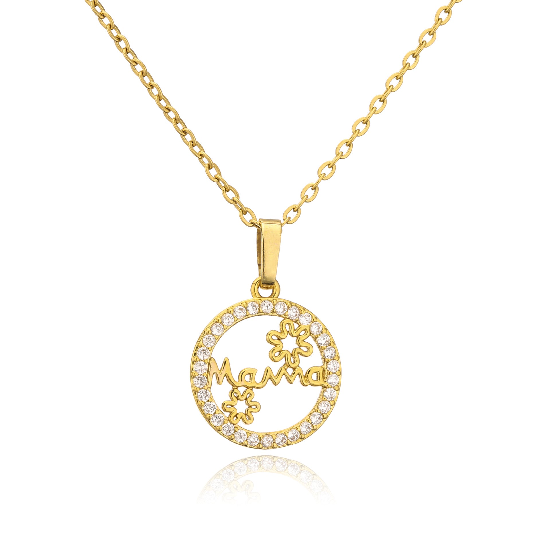Venta al por mayor, regalo para el día de la madre, collar MAMA de circón chapado en oro de 18 quilates de cobre